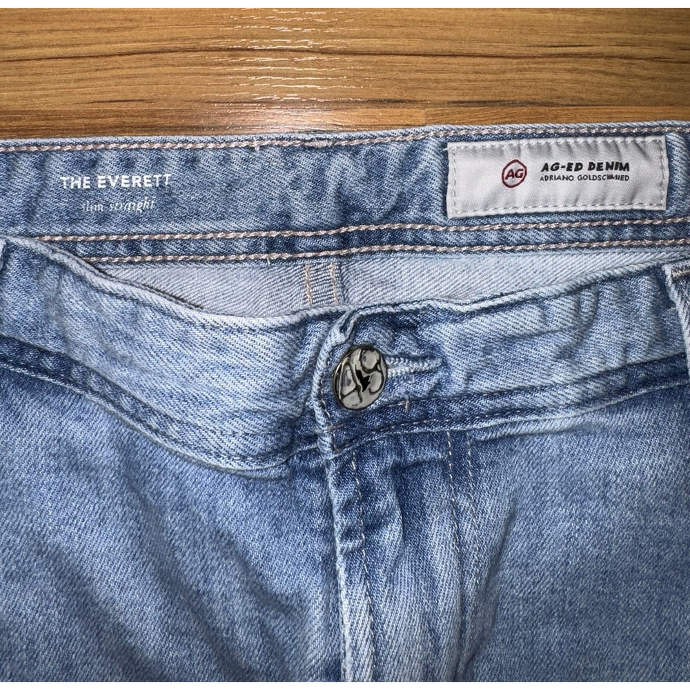 AG Adriano Goldschmied Everett Slim Straight Jeans Mens 38R Light Wash Soft - Picture 3 of 11